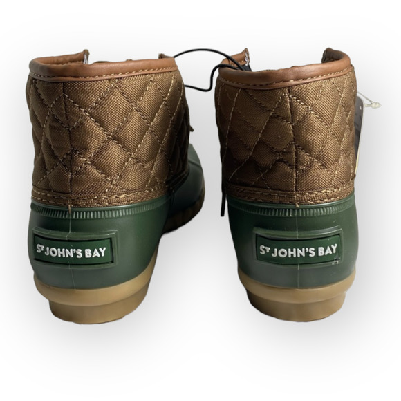 St. John's Bay Denton Rain Boots Green Brown Size 6 NIB - Picture 2 of 9